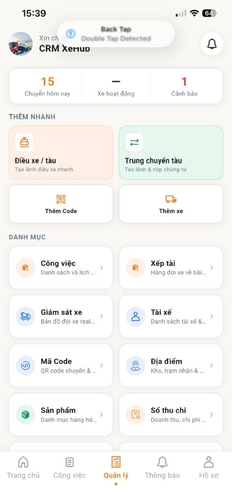 Màn hình Quản lý CRM XeHub – thêm nhanh và danh mục
