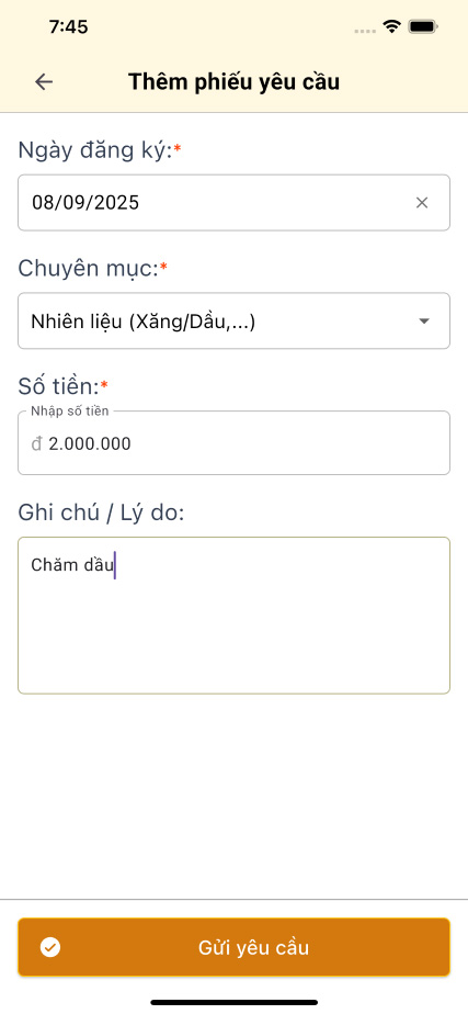 Thêm Phiếu Yêu cầu